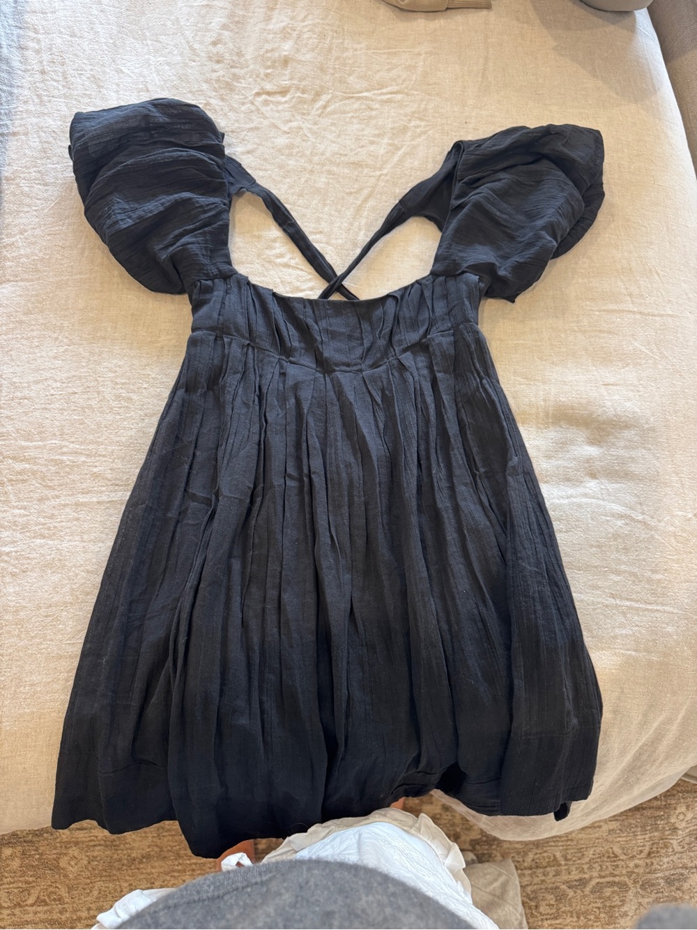 Free People Black Puff-Sleeve Dress